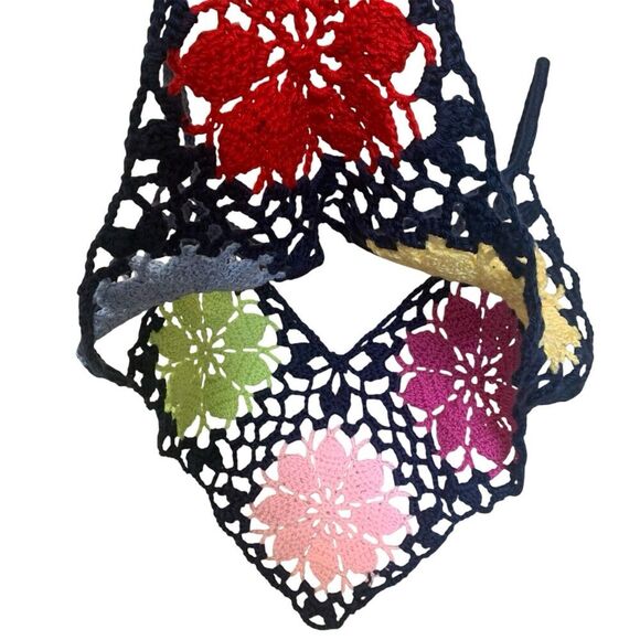 Crochet Swim Coverup Top Handmade Women’s Size L/XL Multicolor Reversible Beach - Picture 5 of 7